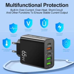 Total 65W Fast Charger PD 20W 5 Ports USB Charger QC 3.0 Phone Adapter For Samsung Xiaomi Huawei Wall Charge Adapter For Phone