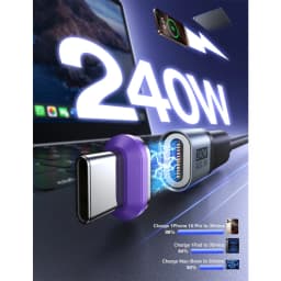 AUFU USB4.0 Magnetic USB C to C Adapter 40Gbps 8K60Hz 90 Degree Converter 240W Type C Adapter for Thunderbolt 4/3 MacBook Laptop