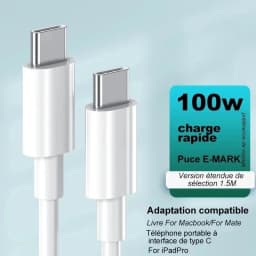 100W USB-C to USB-C Fast Charging PD Cable for iPhone 15 Pro Max iPad Air 5 Macbook Huawei Mate 60 Samsung Type C to Type C Cord