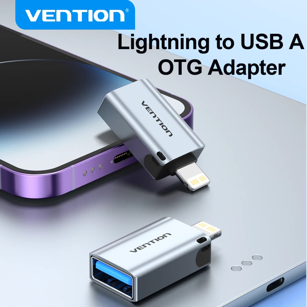 Vention Lighting OTG Adapter Lighting Male to USB A Female Converter for iPhone 14 13 12 iPad Xr Pro Max Lighting USBA Connector