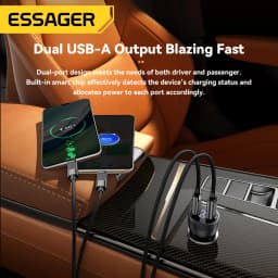 Essager 73W USB C Car Charger Quick Charge 4.0 PD3.0 Fast Charging Adapter for IPhone16 15 MacBook Xiaomi Laptop Digital Display