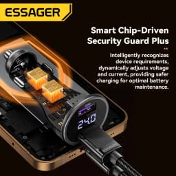 Essager 73W USB C Car Charger Quick Charge 4.0 PD3.0 Fast Charging Adapter for IPhone16 15 MacBook Xiaomi Laptop Digital Display