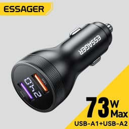 Essager 73W USB C Car Charger Quick Charge 4.0 PD3.0 Fast Charging Adapter for IPhone16 15 MacBook Xiaomi Laptop Digital Display