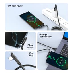 Magnpter USB C To Type C Cable 90 Degree Charge Cable For iPad MacBook Pro Xiaomi Samsung Huawei Fast Charging Type C Date Cord