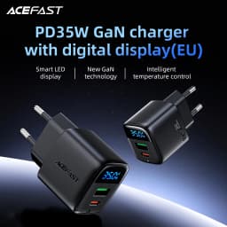 ACEFAST GaN 35W Fast Charging USB C Phone Charger For Samsung S25 S24 PD QC Quick Charge Wall Adapter With LED Digital Display
