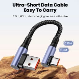 6A 0.15 0.3M Short Cable 90 Degree Elbow USB Type C to Type C Cable Fast Charging Data Cord For iPhone 15 16 Sumsung Power Bank