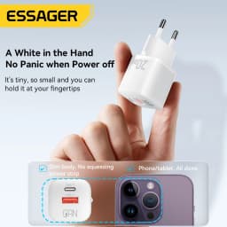Essager 20W GaN USB Type C Charger PD Fast Charge Phone QC 3.0 Quick Chargers For iPhone 15 14 13 12 Pro Max Mini iPad Charging