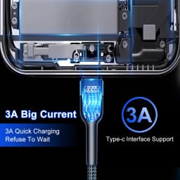 5A USB to Type C Charging Cable Fast Charger Nylon Data Cable For Iphone Xiaomi Huawei Samsung Oppo POCO Type C Charging Cable