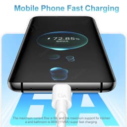 66W USB Type C To Type C Super Charger Cable For Huawei P50 P40 P30 Mate 9 10 Pro Nova 6 5 4 6A Fast Charing For Samsung Xiaomi