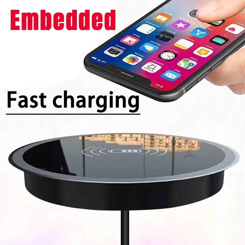 Quick Wireless Desktop Embedded Charger For iPhone 16 15 14 13 12 Samsung S24 S23 Huawei Xiaomi Phone Fast Inductive Charging
