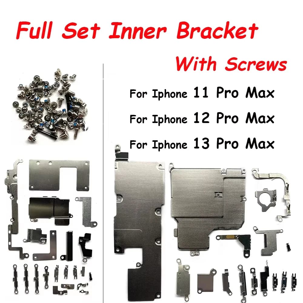 Metal Bracket Holder With Full Screw Set Replacement For Iphone 11 12 13 14 15 Pro Max Mini 14 Plus Inner Small Parts