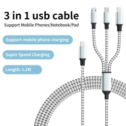 3 in 1 Fast Charging Type C USB Cable Type C Usb Micro For Iphone Samsung Huawei Xiaomi Multi Port Multiple Charging Wire