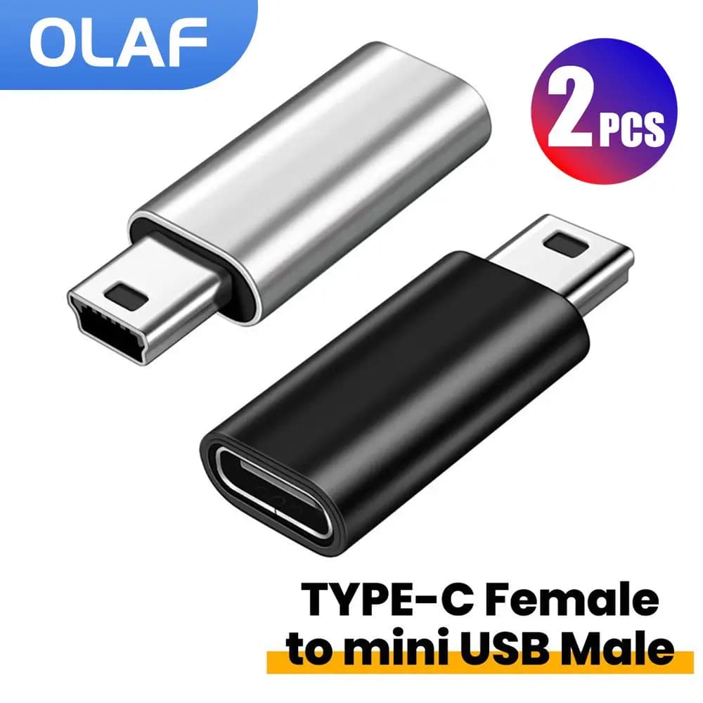 Type C to Mini USB Adapter Fast Charging Data Transfer USB C Female to Miniusb Male Converter For Cameras MP3 MP4 PSP GPS Radio
