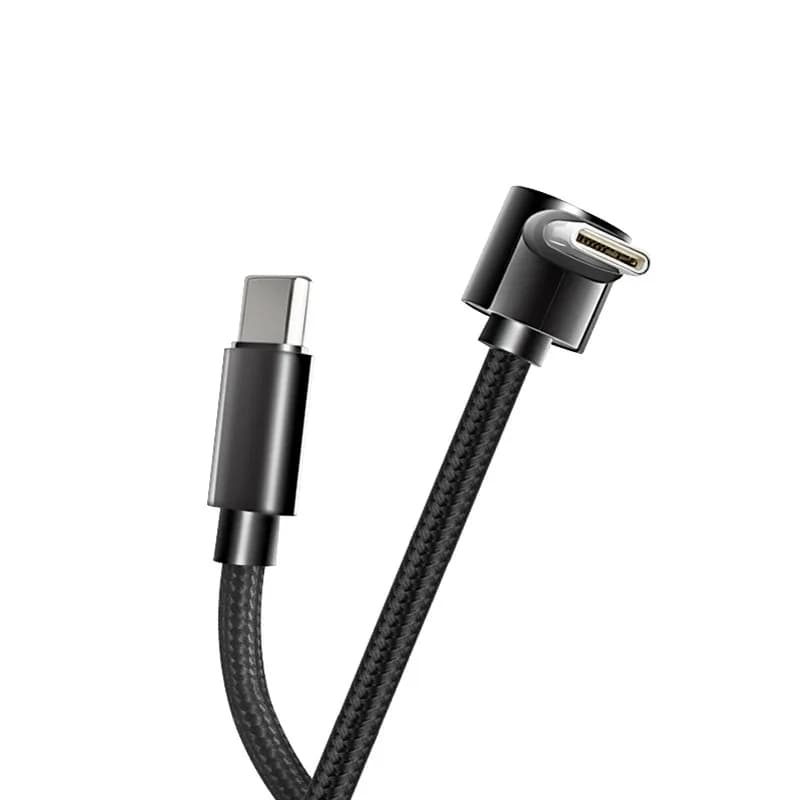 Nylon Braided 90 Degree Elbow USB Type C to USB C PD Cable For iPhone Samsung For Tesla 60W Fast Charger Cord USB-C Cable