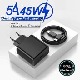 PD 45W 5A Super Fast Charger for Samsung S21 S22 S23 S24 Plus Note20 Ultra A34 A53 A54 A55 A71 A73 USB-C Quick Charging Cable 2m
