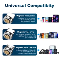 AUFU 7Pin 5A Magnetic Type C Cable For Xiaomi POCO Redmi Magnet Fast Charging Wire For iPhone iPad Samsung Micro USB Data Cord