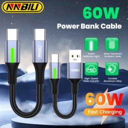NNBILI 0.25-0.5m Short USBC Cable 66W USB A To Type C Fast Charging Cable for iphone 15 Huawei Samsung Portable Power Bank Cable