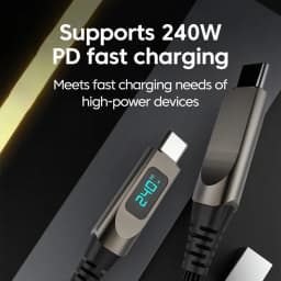 elough 240W Digital Display USB C to USB C Cable Zinc Alloy 5A Type C to Type C Cable Fast Charging for iPhone 15 16