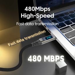 elough 240W Digital Display USB C to USB C Cable Zinc Alloy 5A Type C to Type C Cable Fast Charging for iPhone 15 16