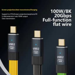 PD100W Type C to Type C Fast Charging Cable USB3.2 20Gbps ThunderBolt 3 5A USB-C Cord for iPhone 15 16 Huawei Samsung Xiaomi