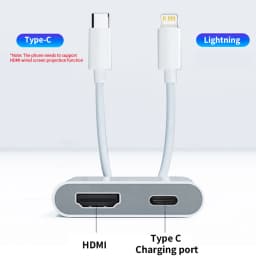 Lightning/Type C USB C Digital AV HDMI Adapter 4K@30Hz For iPhone 17 16 15 14 13 12 11 Pro Max XS XR for HDTV Projector Monitor