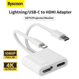 Lightning/Type C USB C Digital AV HDMI Adapter 4K@30Hz For iPhone 17 16 15 14 13 12 11 Pro Max XS XR for HDTV Projector Monitor