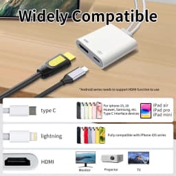 Lightning/Type C USB C Digital AV HDMI Adapter 4K@30Hz For iPhone 17 16 15 14 13 12 11 Pro Max XS XR for HDTV Projector Monitor