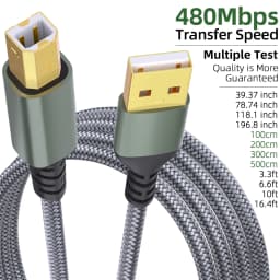USB A Printer Cable 16 Ft Up to 480 Mbps Transfers Data Speed for USB A Devices USB A to USB 2.0 Type B Dell Epson Lexmark