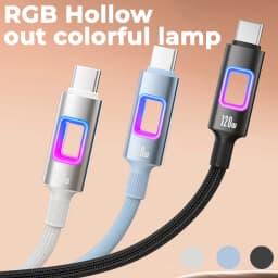 NNBILI 120W USB C To USB C For iPhone 16 17 Pro Fast Charge Cable Hollow RGB Light USB A to Type C Cable For Macbook Samsung S26