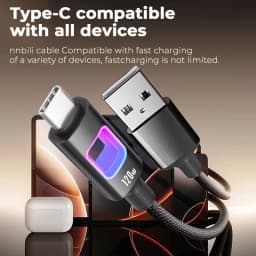 NNBILI 120W USB C To USB C For iPhone 16 17 Pro Fast Charge Cable Hollow RGB Light USB A to Type C Cable For Macbook Samsung S26