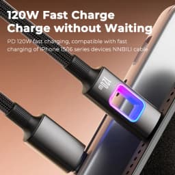 NNBILI 120W USB C To USB C For iPhone 16 17 Pro Fast Charge Cable Hollow RGB Light USB A to Type C Cable For Macbook Samsung S26