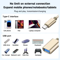 USB-C to USB Adapter, USB-C Male to USB Female OTG Data Cable for Smartphones, Tablets, Laptops & More