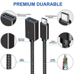 USB-C to USB Adapter, USB-C Male to USB Female OTG Data Cable for Smartphones, Tablets, Laptops & More