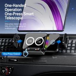 15W Wireless Charger Universal Car Phone Holder 360° Rotation Mount for Samsung Galaxy Fold 7 6 5 4 Z Flip S25 S24 iPhone 17 16