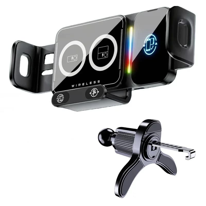 15W Wireless Charger Universal Car Phone Holder 360° Rotation Mount for Samsung Galaxy Fold 7 6 5 4 Z Flip S25 S24 iPhone 17 16