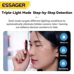 Essager Mini Hidden Camera Detector Portable Anti-Spy Infrared Lens Finder Anti-Peeping Gadget ForTravel Hotel Bathroom Security