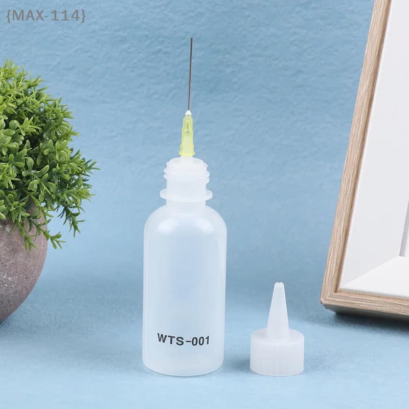 【F2】1Pc 50ML WTS-001 Plastic Liquid Alcohol With Needle For Dispenser Rosin Solder Flux Paste For Phone PCB Welding Repair