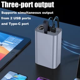DIY 21700 Battery Power Bank Kit 30000mAh Camping LED Light, PD/QC 22.5W Fast Charging USB-C/Micro Input Aluminum Case
