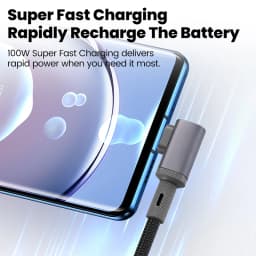 Extended 100W Type C To Type C Fast Charging Cable 90° Elbow Braided Nylon Charging Wire For iPhone 17 16 Huawei Samsung Xiaomi