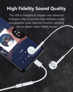 USB-C to 3.5mm Audio Headphone Adapter Compatible with Apple iPhone 17 Samsung Galaxy S25 Type C to Aux Cord Jack Dongle Adapter