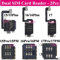 2pcs Dual SIM Card Reader Flex Cable for iPhone 17 16 Plus 15 Pro Max 14 13 12 11 XR Inner Tray Slot Socket Adapter