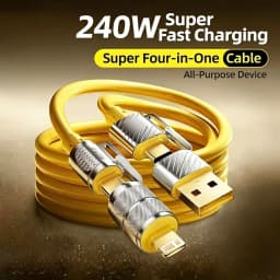1/3PCS 240W 4-in-1 Fast Charging Data Cable Type-C To Type-C Zinc Alloy Cable For iPhone15/16p Samsung Huawei Xiaomi