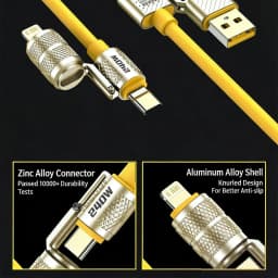 1/3PCS 240W 4-in-1 Fast Charging Data Cable Type-C To Type-C Zinc Alloy Cable For iPhone15/16p Samsung Huawei Xiaomi