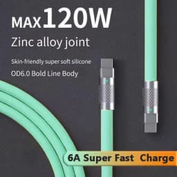 120w 6A Super Fast Charge PD Type C Liquid Silicone Cable Quick Charge 1M 2M Usb Cable Usb C to C Charger Cable