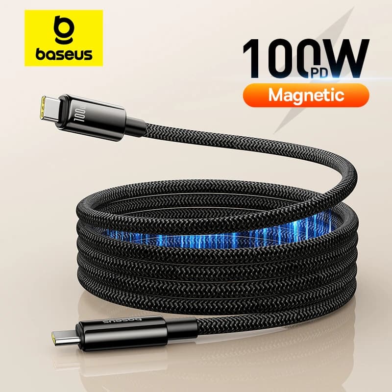 Baseus PD 100W USB C Magnetic Cable for iPhone 15 Fast Charger Cable For Macbook Laptop Type C Cord Wire For Samsung Xiaomi