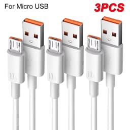 NNBILI 1-3PCS 10A Micro USB Cable Speed Fast Charging USB Cord For Samsung Galaxy S7 S6 PS4 MP3 TV Andriod Phones Data Cables