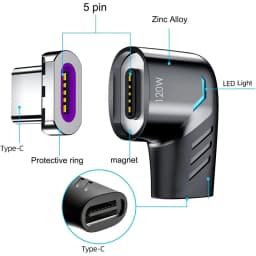 PD 120W Usb C To Type C Magnetic Adapter Fast Charging USB Type-C Magnetic Converter Magnetic Cable Right Angle USB C Connector