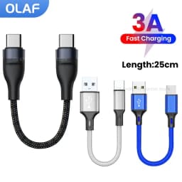 25cm Short Cable USB Micro Cable Type C Cable USBA To Type C/Micro Data Cable For Iphone15 Xiaomi Samsung Power Bank USB C Cable