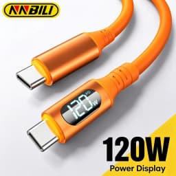 NNBILI 120W USB Type C To Type C Cable LED Display Fast Charging USB A to Type C Data Cable For Samsung Honor Oneplus Charging