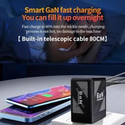 GaN 120W Fast Charger With Retractable Type-C Cable Portable PD Adapter For iPhone 17 16 iPad Pro Samsung Laptop
